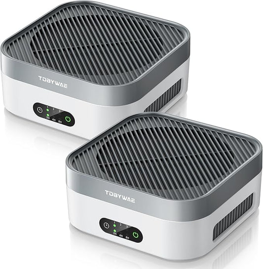 Air Purifier 2 Pack for Bedroom Up to 1200 ft², H13 True HEPA Air Purifier for Pets Dust Dander Pollen Odor Smoke, with New Quiet Wind Wheel System, for Desk/Car/Travel