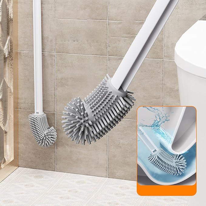 Bendable Silicone Toilet Brush, Flexible Head for | Ergonomic Grip, Bowl Replacement Tool