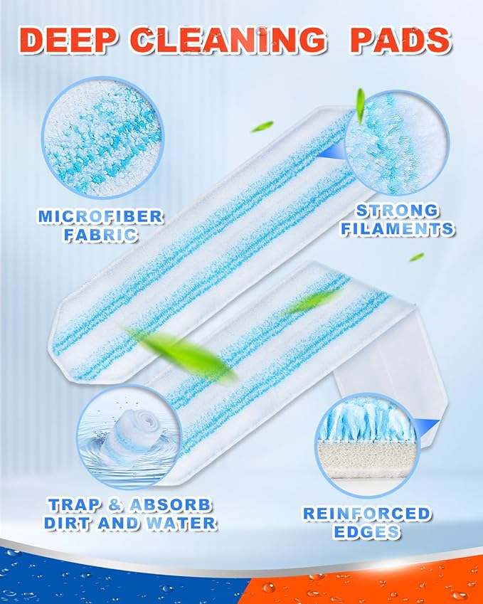 DR DAPPER 6 Pack Microfiber Mop Pads Compatible with O-Cedar H2Pro Flat Mop System, Washable & Reusable Mop Refills, Durable Flat Mop Replacement Pads for All Floor Types