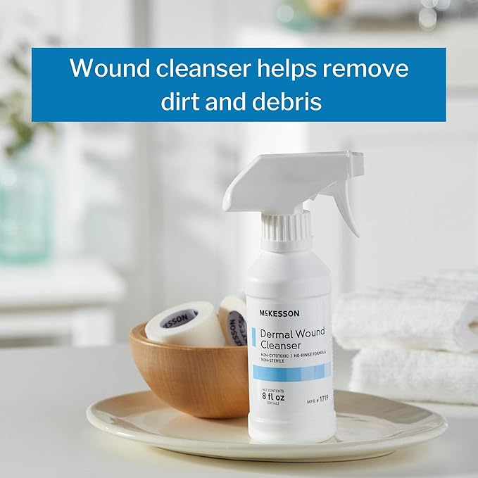 McKesson Dermal Wound Care Cleanser Spray, 8 oz [1 Count] First Aid Wash Solution for Minor Injuries, Cuts, Burns, Scrapes, Sores