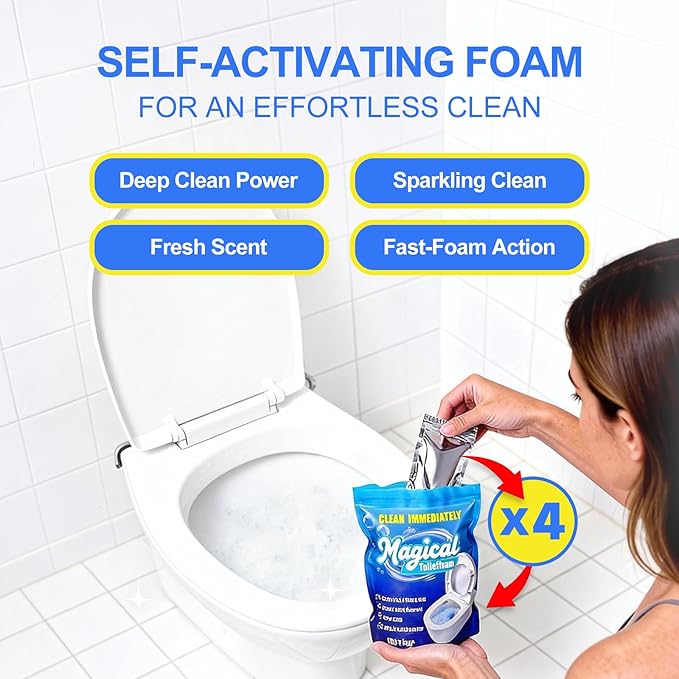 MineeCozee Foaming Toilet Bowl Cleaner Powder: Self-Activating Foam Toilet Cleaner for Deep Cleaning - Stain Remover for Bathroom