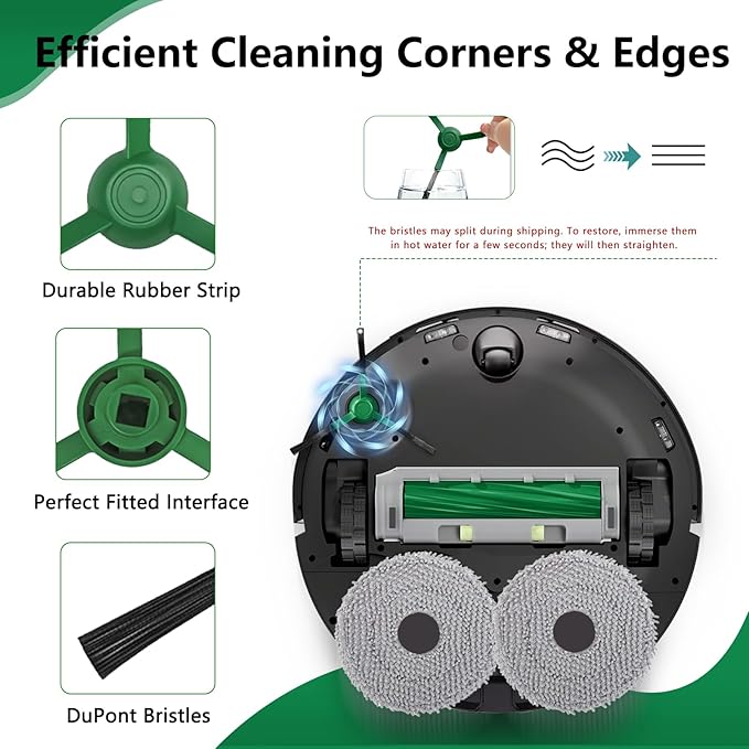Replacement Parts for iRobot Roomba Plus 505 Combo/405 Combo Vacuum Cleaner, Accessory Replenishment Kit with 1 Roller Brush, 3 HEPA Filters, 3 Side Brushes,1 Cleaning Tool