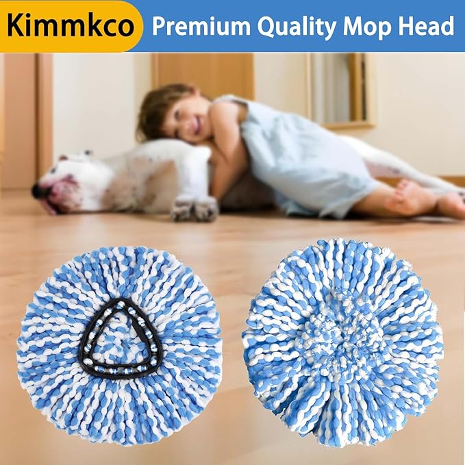 6 Pack Mop Head Replacement for O Cedar Only 2-Tank RinseClean Spin Mop, Mop Replace Refills for Ocedar Made of Fluffy Microfiber, Machine Washable, with 1 Mop Base