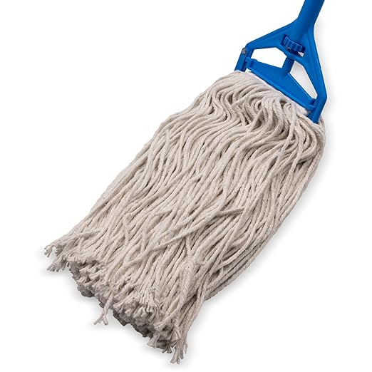SPARTA Flo-Pac Cotton Mop Head, Cut-End, Narrow Band with White Band for Organized Cleaning, 40 Inches, Tan, (Pack of 12)