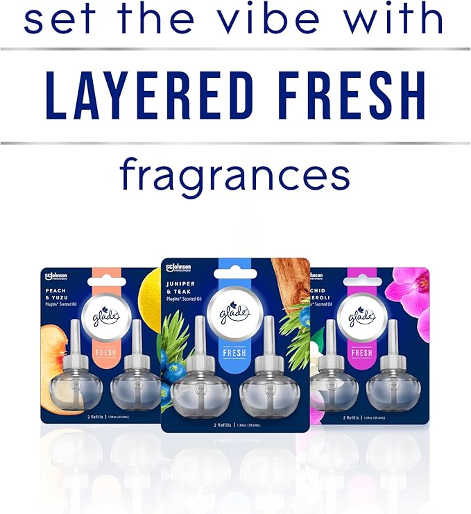 Glade PlugIns Refills Air Freshener, Orchid & Neroli, Scented and Essential Oils for Home and Bathroom, 0.67 Fl Oz, 10 Count