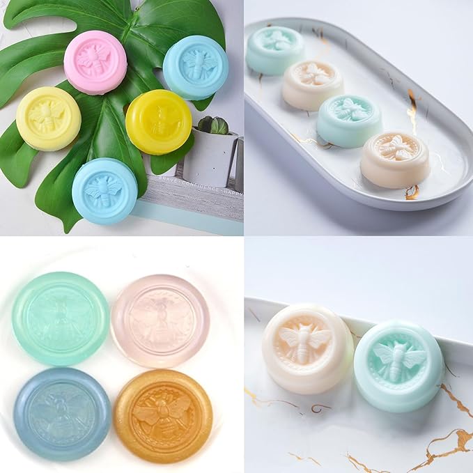 Bee Silicone Molds 2Pcs Round Honeybee Silicone Mold Beehive Shape 6 Cavities Molds Set for Homemade Soap Making, DIY Jello, Bath Bomb, Beeswax Candle, Resin