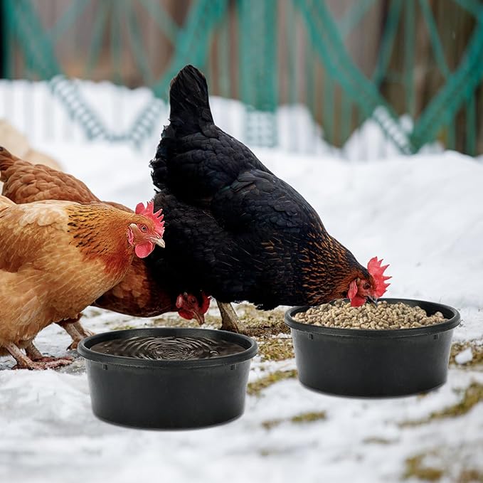 2Pcs Rubber Feed Pan, 1 Gallon Horse Feed Bucket Utility Feed Bucket, 10.6 x 4.1Inches Rubber Bowl Chicken Dust Bath Livestock Water Bowl for Pig Goat Chicken Dogs Farm Small Animal