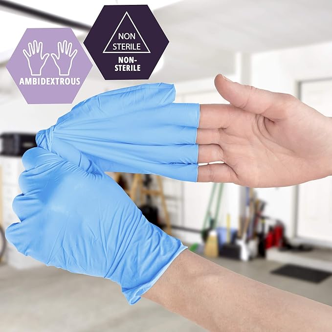 MED PRIDE Medical Grade Vinyl Single Use Non Latex Exam Gloves, Powder Free, Rubber Free, Non Sterile Gloves for Medical, Cleaning (Large 1000)
