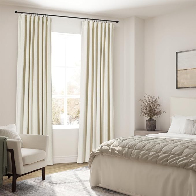 Full Black Out Warm Beige Window Curtains 84 Inches Long Back Tab Rod Pocket Heat Reducing Noise Cancelling Total Sun Blocking 2 Panels Set for Sliding Door Boho Farmhouse Curtains Drapes 52x84
