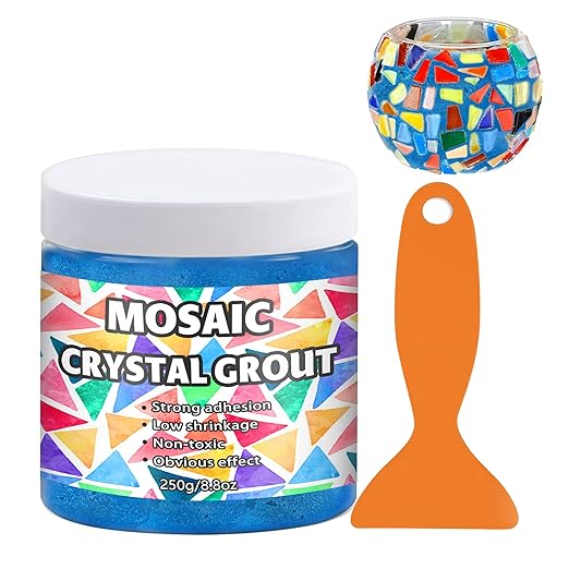 OOTDART Mosaic Crystal Grout, Mosaics Tile Tools, Mosaic Tile Accessories – Essential for Handmade Grouting and Perfect for DIY Craft Projects (Azure, 8.8oz)