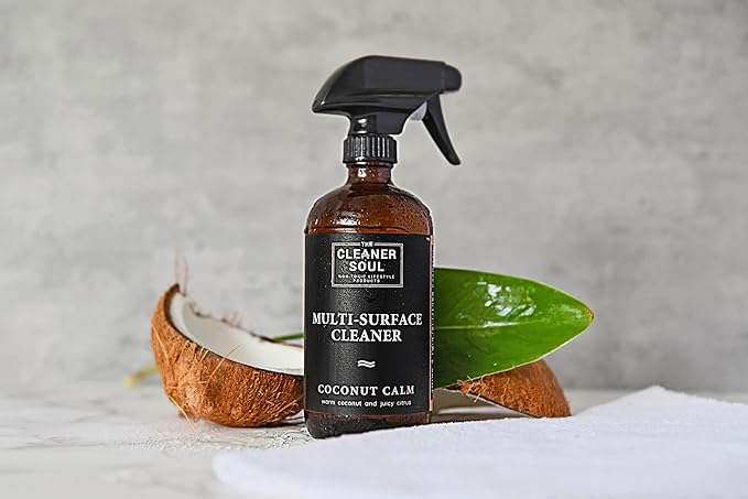 Non-Toxic Multi Purpose Cleaner, Natural Cleaning Spray, Lux Refillable Glass Bottle, Essential Oil Fragrance, Safe for All Surfaces, Safe for Animals, Pets, Safe for Humans (Sandalwood Serenity)