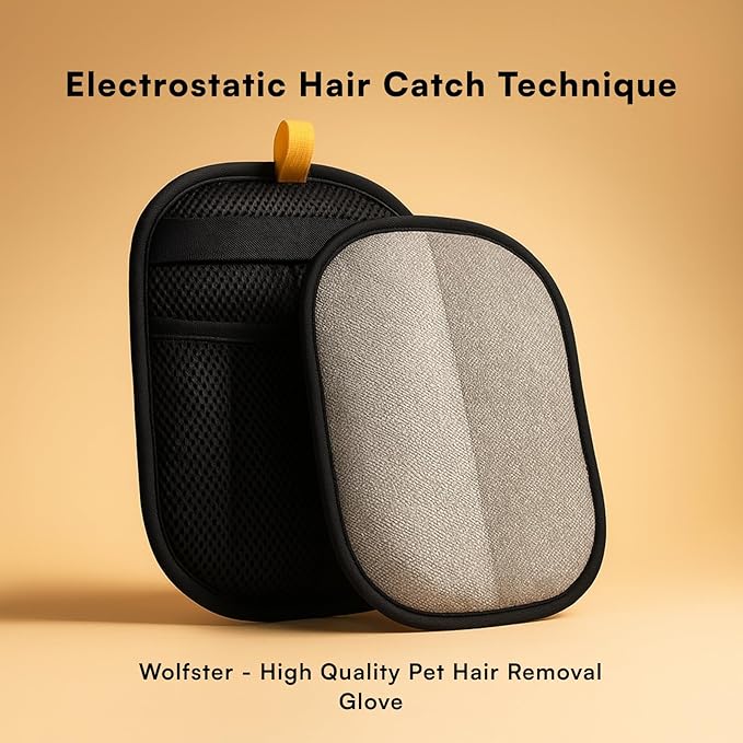 Wolfster Pet Hair Removal Glove | for Couch, Carpets & Car Seats Cleaner | Upgraded Five-Finger Reusable Glove | Electrostatic Pet hHair Remover | Dog & Cat Hair Removal Tool