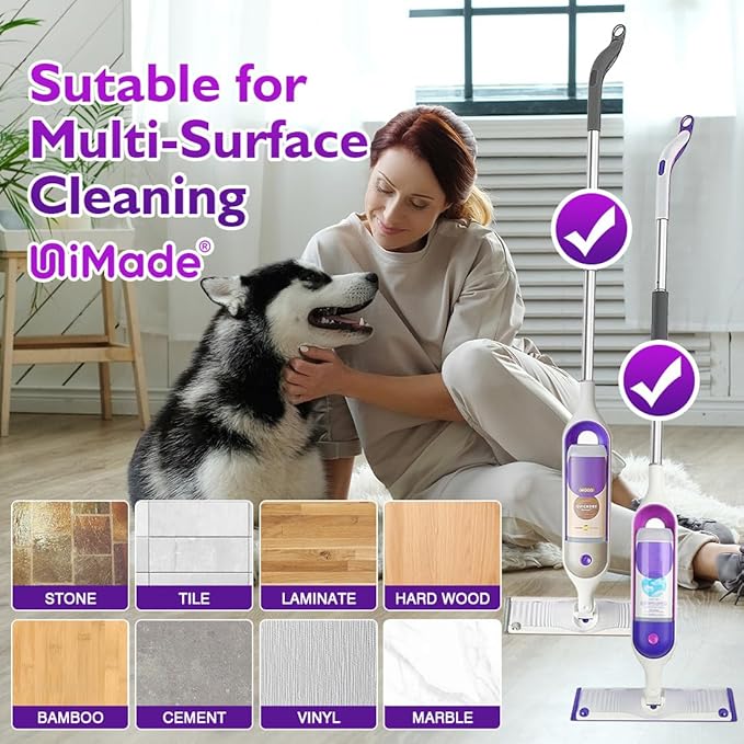UNIMADE Reusable Mop Pads for Swiffer PowerMop, 8 Pack Microfiber Mop Pad Refill with Scrubber Strips for 13''-15'' SprayMop, Washable Mop Pads Use for Most Floor Types, Designed for Pets - Multicolor