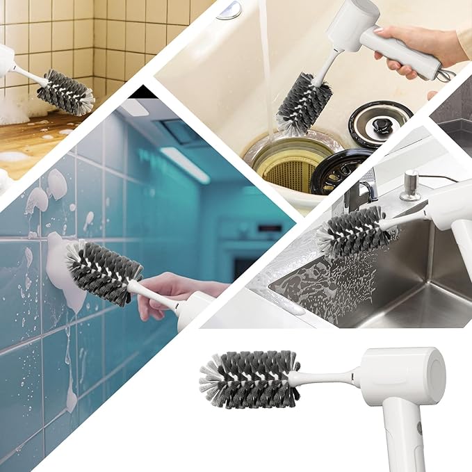 Electric Spin-Power Scrubber,Cordless Brush for Kitchen, IPX7 Waterproof Dish Washing Scrubber Brush Multi-use Electric Handheld Brush for Bathroom,Sink,Bathtub,ect