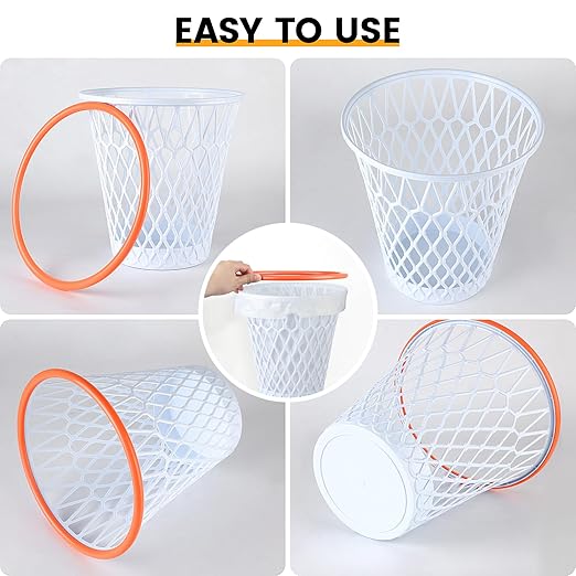 Basketball Trash Can,4.5 Gallon Wastebasket, Easter basket,Garbage Can, Basketball Hoop Style,Basketball Net Waste Basket,Basketball gift,Basketball-Themed Gift,Size Dia11"x12"for Basketball Party.