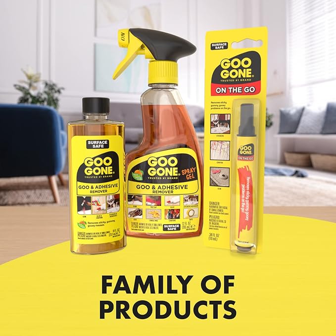 Goo Gone Adhesive Remover Spray Gel, Removes Chewing Gum, Grease, Tar, Stickers, Labels, Tape Residue, Oil, Blood, Lipstick, Mascara, 2 Pack & Sticker Lifter