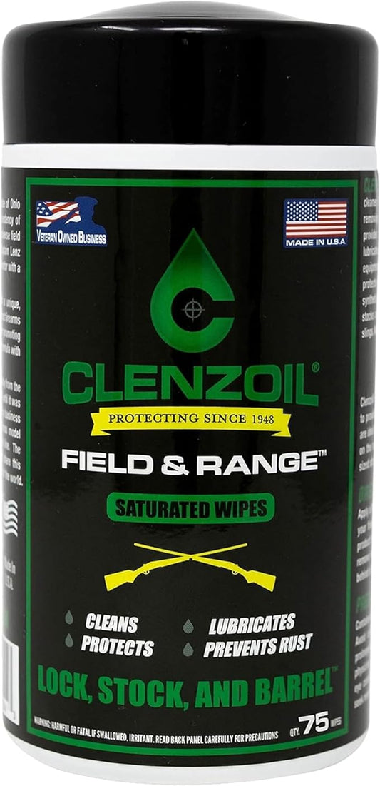 CLENZOIL Field & Range Single-Use Saturated Gun Oil Wipe Packets | Individual CLP Wipes | One-Step Gun Cleaning Oil & Lubricant Field Wipes for Hunting