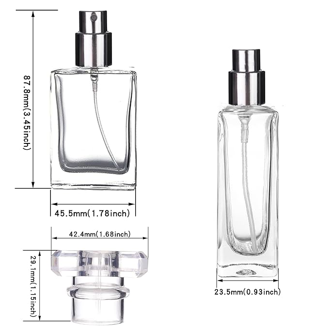 6 Pack 30ml / 1 Oz Clear Black Refillable Perfume Bottle, Portable Square Empty Glass Perfume Atomizer Bottle Spray Applicator with 4 kinds of perfume dispenser(3 Pack clear 3 Pack Black Assorted