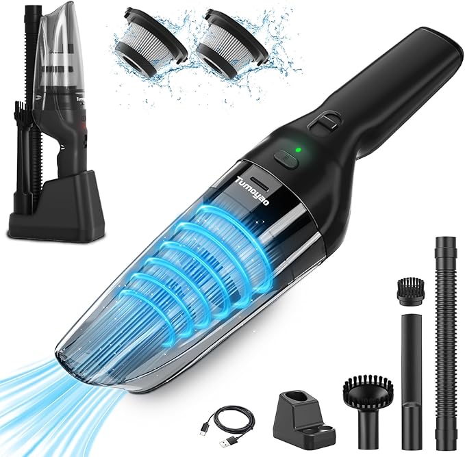 Tumoyao Handheld Car Vacuum Cordless, 9500Pa High Power Suction, 1.23lbs Lightweight&Portable, Powerful Cordless Hand Held Vacuum Cleaner for Car, Home, Office Desk