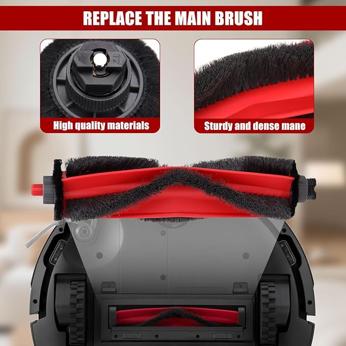 Replacement Accessories for Roborock Q7 M5: Parts for Roborock Robot Vacuum Q7 M5+/Q7 L5/Q7 L5+Series - 1 Main Brushes,4 Mop Pads,6 Side Brushes,4 Hepa Filters,1 Cleaning Tool,1 Screwdriver(17 pack)