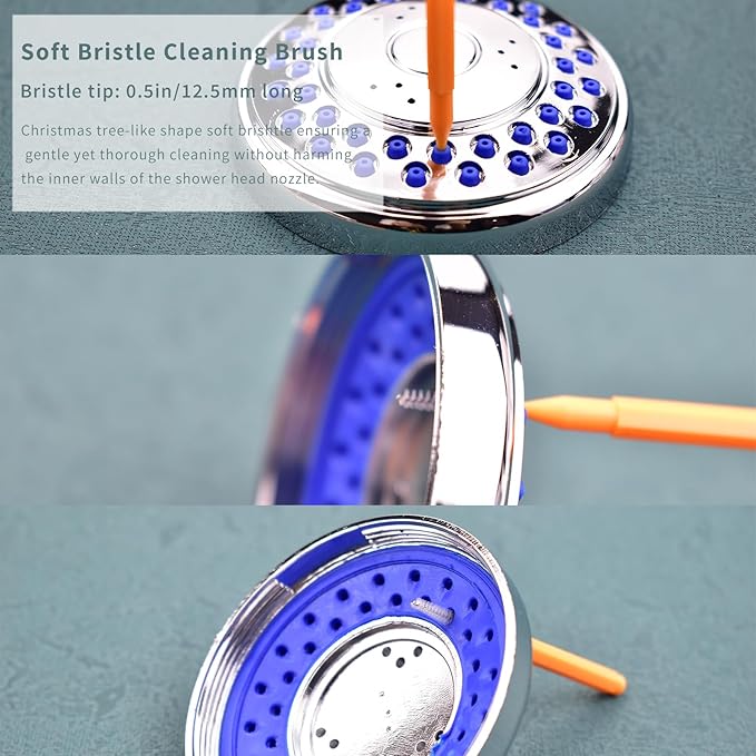 Shower Head Cleaning Brush Tools, Gentle Clean Free Harm to Nozzles Multi-Size Picks to Tackle Stubborn Mineral Buildups Anti Clogging Showerhead Cleaner Brushes for Small Hole Gap Nozzle Jewelry