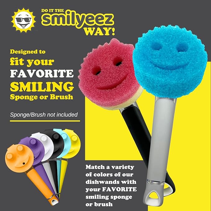 The Original Smiling Handle with Soap Dispensing for Scrub Daddy (Reg. TM) Sponge and Scrub Moji Sponge (Light Blue)
