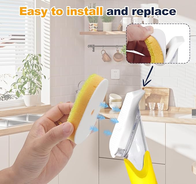 Refill Heads Compatible with Dish Daddy,Non-Scratch Wand Refill Sponge Heads Compatible with Scrub Daddy,Ideal Replacement Sponges for Effortless Dish Cleaning,8 Packs