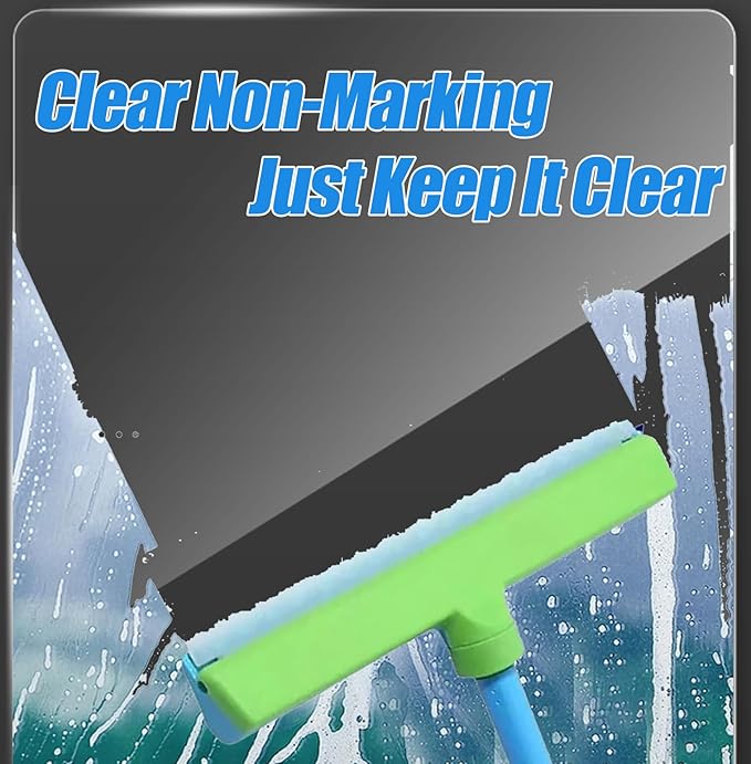 Recyclable Silicone Window Squeegee Kit, 3 in 1 Window Cleaning Scraper, Squeegee and Scrubber with Microfiber, Easy to Clean Without Streaks, for Windows, Walls, Car Windshields (2PCS)