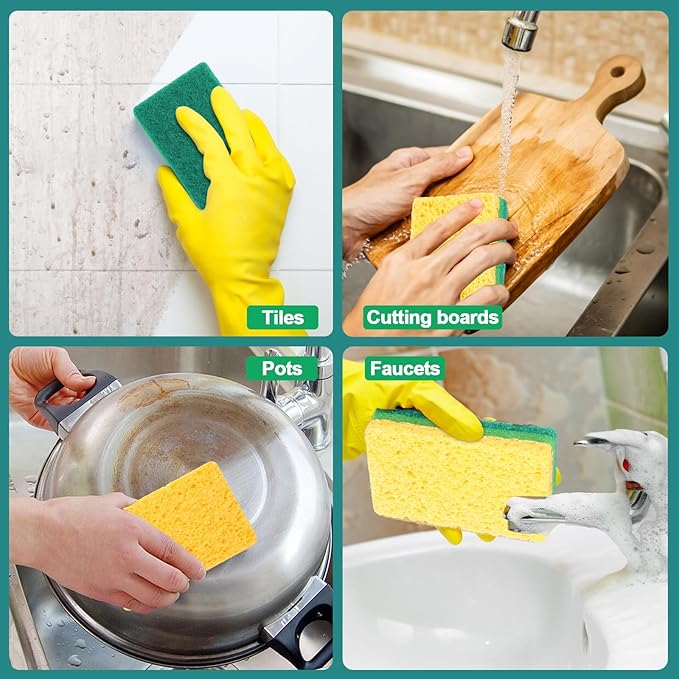 Sponges Kitchen,Non-Scratch Dish Sponge,Biodegradable Sponges for Dishes,The Most Suitable for Cleaning Kitchen Tableware and pots - 12 Pack