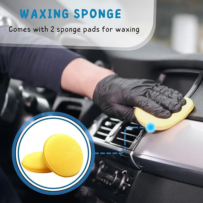 KeFanta Car Wash Brush with Long Handle, 55'' Vehicles Exterior Washing Supplies, Soft Bristle Scrub Broom for Solar Panel, Boat, RV, Truck, Deck Cleaning, 2 Wax Applicator Pads Included