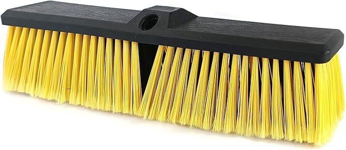 FRAXIR Push Broom Head Outdoor Large Stiff Bristle Broom Head - Excellent Cleaning Performance - Easy Installation Broom Head(18 inches)
