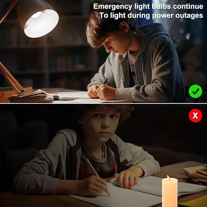 10 Pack Rechargeable Light Bulbs, Emergency Light Bulbs for Power Outage Hurricane Camping 3000K Warm Light Battery Operated Light Bulb 9W E26 1200mAh Battery Backup Soft Light Bulb for Lamps