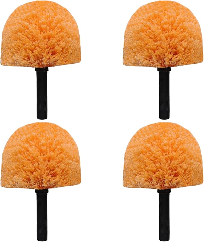 4 Pack OrangeTwist-On Cobweb Duster Head Brush // Spider Web Brush for Outdoor & Indoor Web Cleaning // Fits Standard Acme Threaded Poles // Brush Head Only