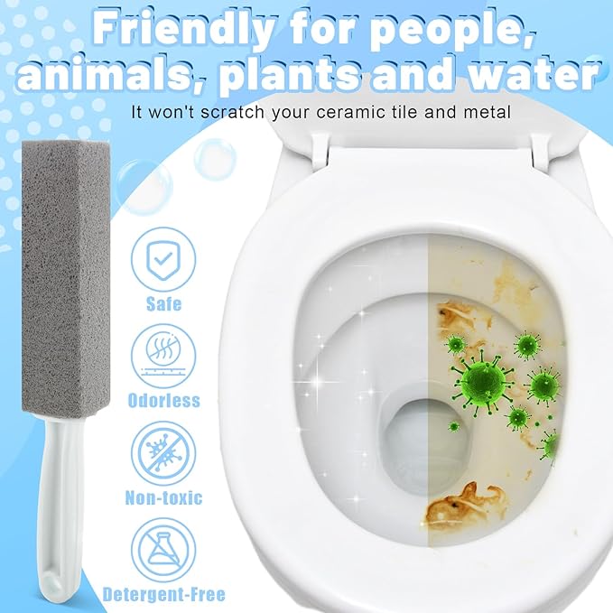 Starvast 30Pcs Pumice Toilet Bowl Brush, Cleaner Pumice Stone with Long Handle, Toilet Stone Brush Block for Bath Grout Pool Kitchen Tubs Showers