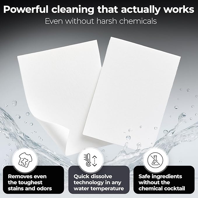 Silvery Laundry Detergent Sheets (100 Loads) - Ultra-Concentrated Eco-Friendly Washing Strips – No Plastic Jugs & Perfect for Travel (Unscented)