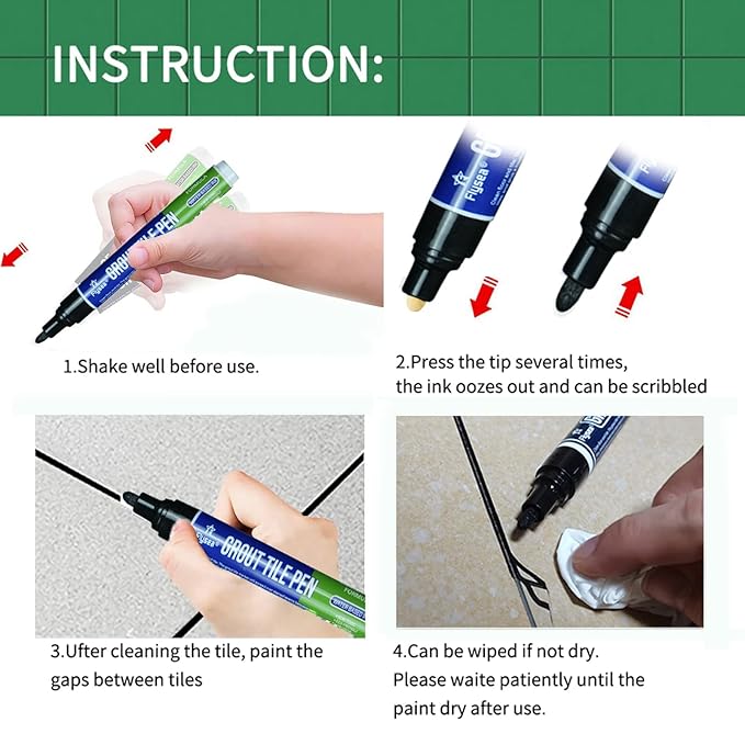 5 PCS Tile Grout Pen Home Repair Pen Tile Paint Markers for Tiles Floor Wall Bathroom Kitchen Repair Tools (Dark Gray)