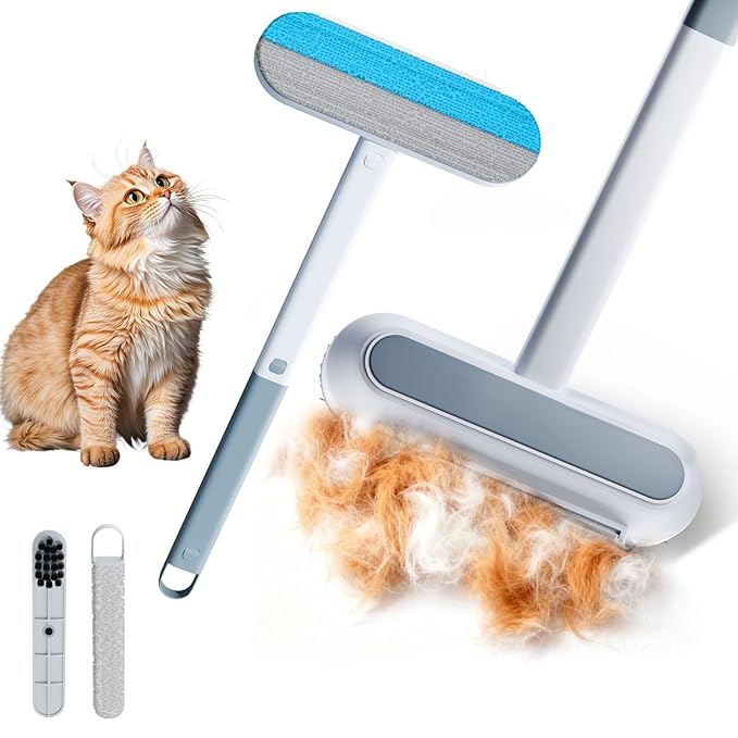 MZFMZF Pet Hair Removal Tool for Furniture, 3 in 1 Cat and Dog Hair Removal Tool, Suitable for Use on Furniture, Carpets, Clothing, and Bedding, Durable, Reusable, Washable, Grey, 1 Pcs
