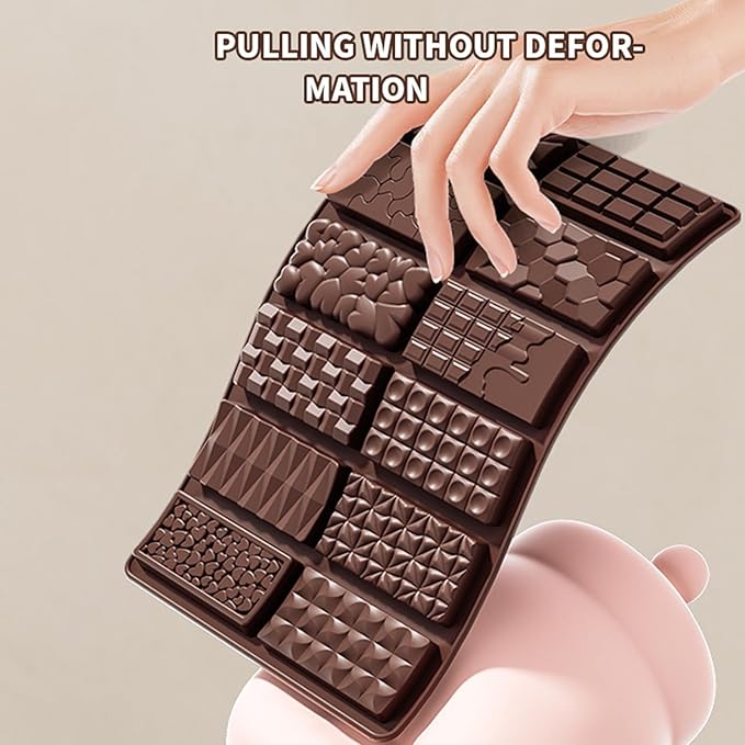 2Pcs Chocolate Bar Mold，12 Cavities Non-Stick Chocolate for Stuffed Pistachio Bars， Silicone Molds For Baking，Break Apart Candy Molds for Cake Decorations
