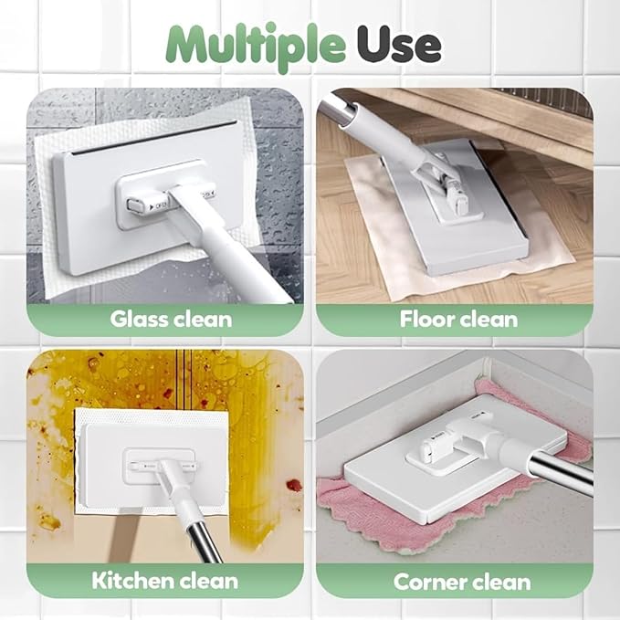 Snap Grip Minimop, Convenient Cloth Changing Mini Mop, Retractable Gap Dust Cleaner Flat Mops with Locking Head & Sweeping Cloths, 100cm Long Handle Sweeper Stick for Multi Cleaning (1*Mop+5*Cloth)