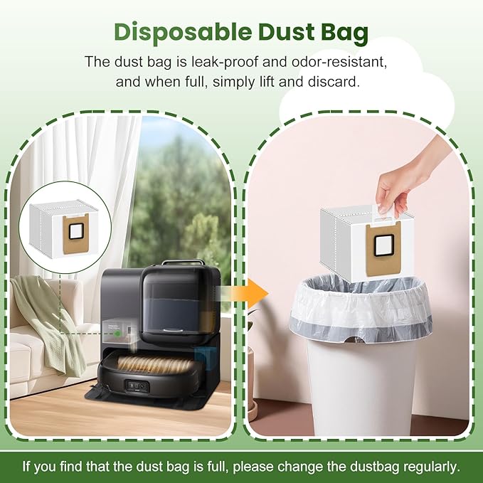 Ndoge 12 Pack Replacement Dust Bags for Eufy E28 Omni/E25 Omni Robot Vacuum Replacement Vacuum Bags 3L Large Capacity Disposable Bag Heavy-Duty 4-Layer Replcement Bags