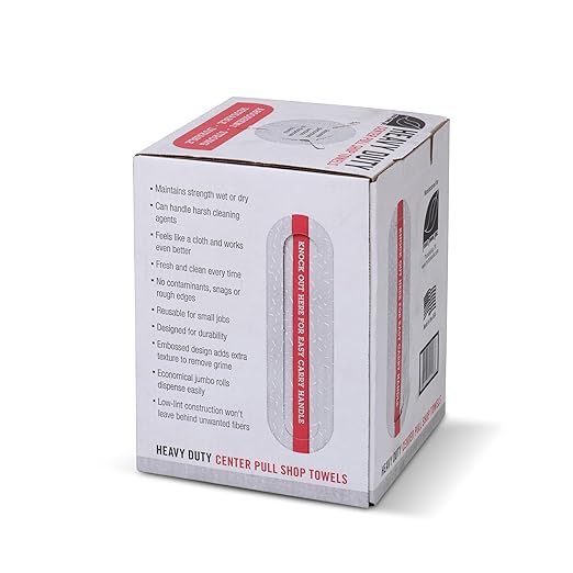 Fresh Towel Heavy Duty Center Pull Shop Towel Rags for Cleaning- (1 Box of 160 Sheets) Disposable Cleaning Towels - 9 x 12 inches - FT800 (Red)