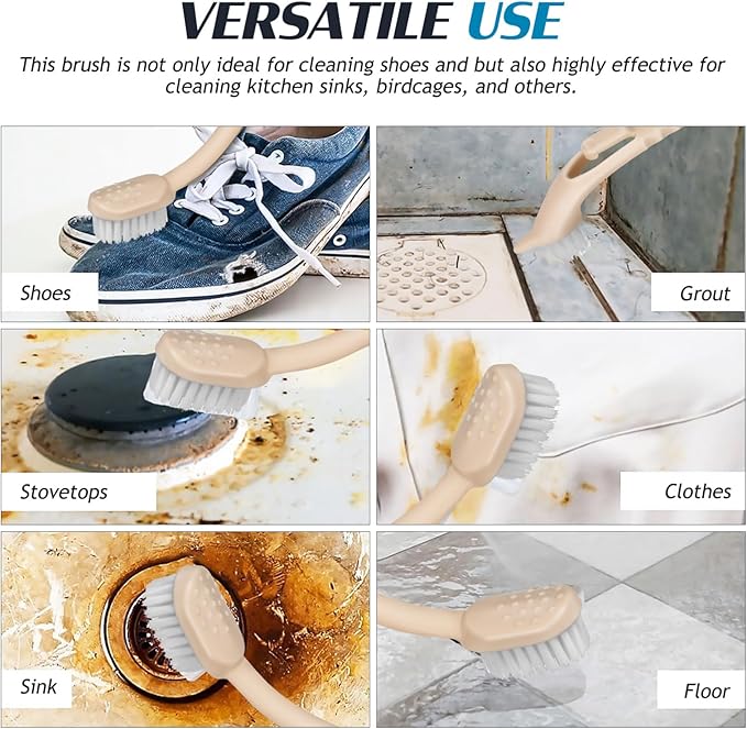 2pcs Sturdy Shoe Brush Handle Multi-use Cleaning Brush for Laundry Kitchen Scrub