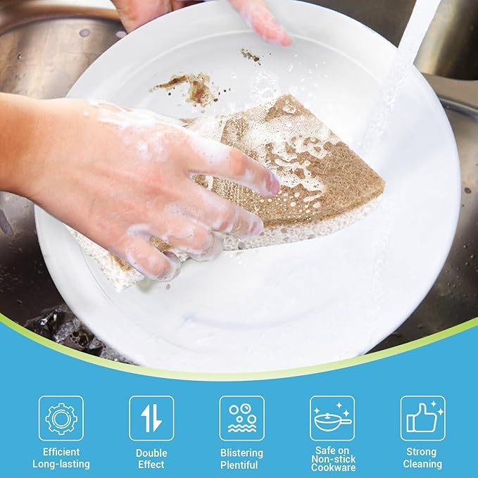 AIDEA XL Sponges Kitchen, 12Count, Non-Scratch Sponges for Dishes, Large Natural Sponge for Non Stick Cookware, Cellulose Cleaning Sponge for Dishes, Bathroom, Household