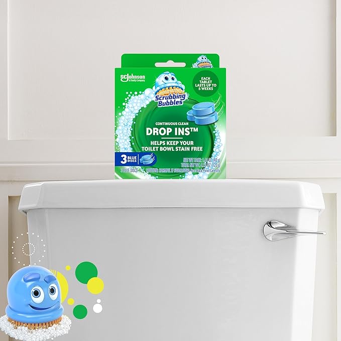 Scrubbing Bubbles Toilet Bowl Tablets, Continuous Clean Toilet Drop In Discs, Each Tablet Provides 4 Weeks of Protection Against Stains and Build Up, 3 Count (Pack of 6)