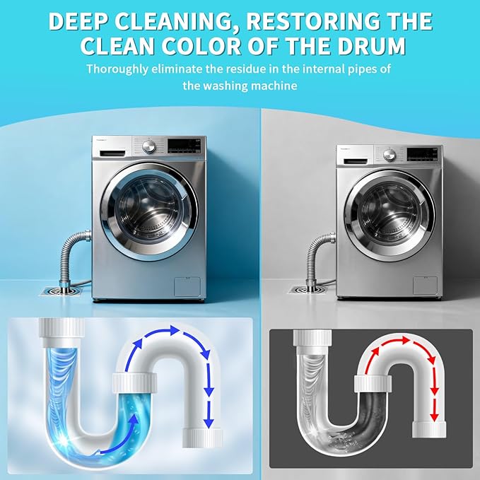 Anmoro Washing Machine Cleaner Tablets,24 Pack Deep Cleaning Tablets for HE,Front & Top Load Washers - Eliminates Odor-Causing Buildup,Debris from the Drum,and Pet Hair,Septic Safe - 1 Year Supply