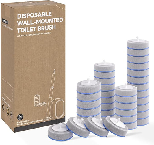 LFBEAR Disposable Toilet Cleaning System - Toilet Wand Kit with 36 High-Performance Refills, Wall Mounted Brush and Holder for Deep Cleaning Bathroom (Only contains 36 Refills)