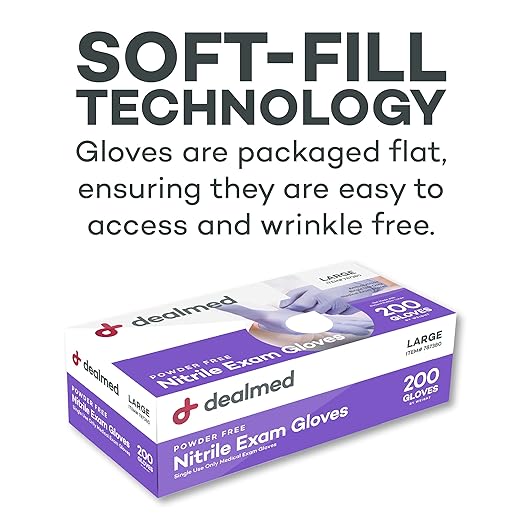 Dealmed Medical Exam Gloves – 200 Count Large Nitrile Gloves, Disposable, Non-Irritating Latex Free, Multi-Purpose Use for a First Aid Kit and Medical Facilities