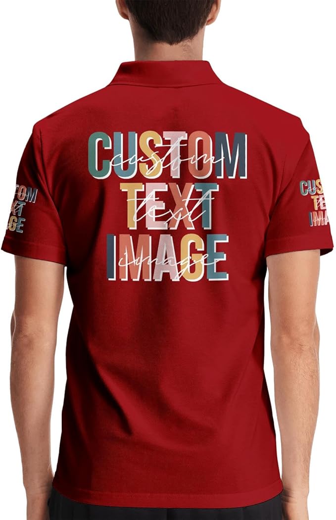 Personalised Polo Shirt Custom Work Shirts for Men Women Printed Text or Logo Working Top, Casual Wear, and Sports Teams