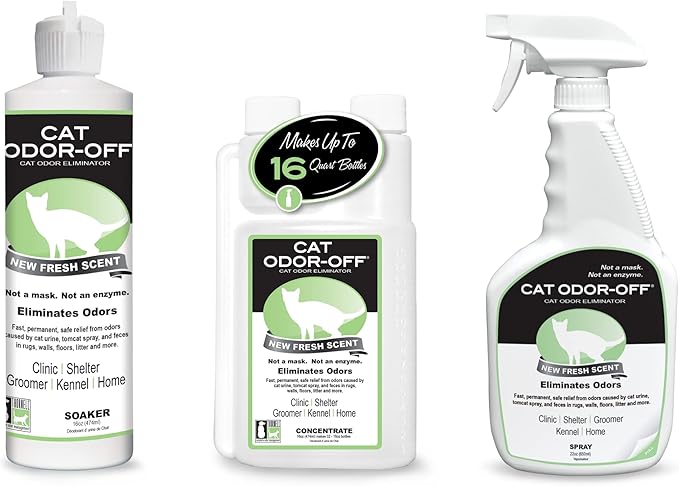 Odorcide Cat Odor-Off Fresh Scent Concentrate Pet Smell Odor Eliminator Bundle – Cat Odor Eliminator Concentrate for Pet Urine Odor, Tomcat Spray for Cat Urine Smell, Feces on Carpet & Litter Boxes