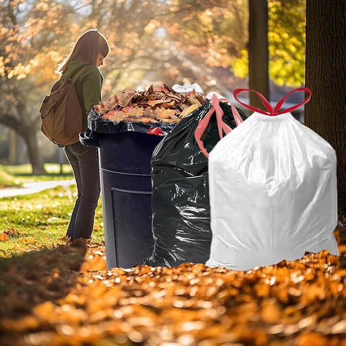30 Gallon Trash Bags Drawstring, 75 Count, White & Unscented, Multi-purpose Garbage Bags Can Liners for Business Home Kitchen Commercial and Industrial